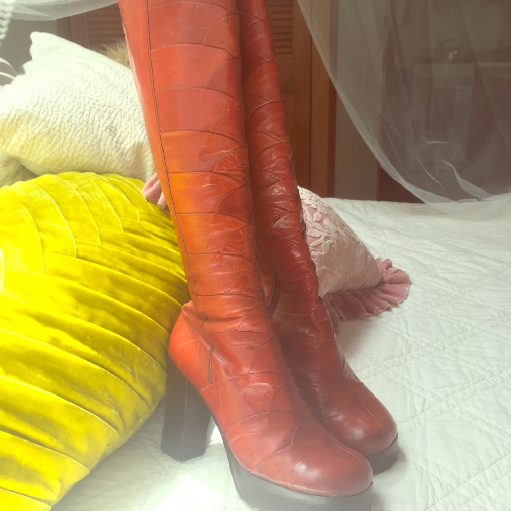 Rare Vintage Leather Platform Boots